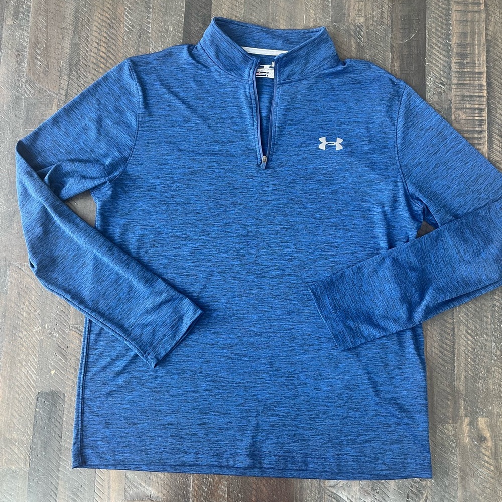 Under Armour Jacket 1/4 Zip Loose HeatGear Blue Golf Athletic Mens Sz Large - Picture 2 of 5